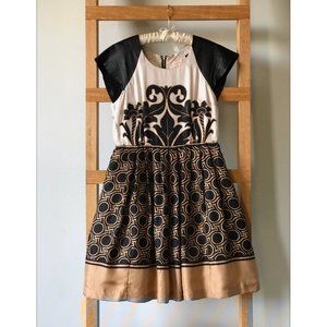 Tracey Reese - Leather cap sleeve fleur de lis dress - Size 8